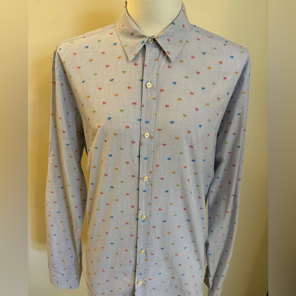 Barney’s New York Fun Casual Button Long Sleeve Shirt with Palm Trees - Vintage